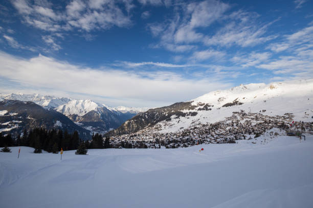 Wide sweeping views down the valley to Verbier