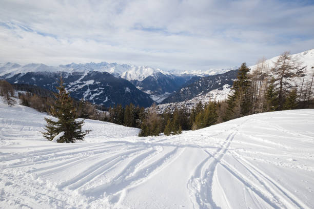 istock Off piste back country skiing in Verbier 930737320
