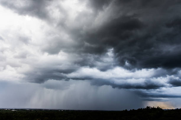 Rain clouds and gloomy sky in black and white