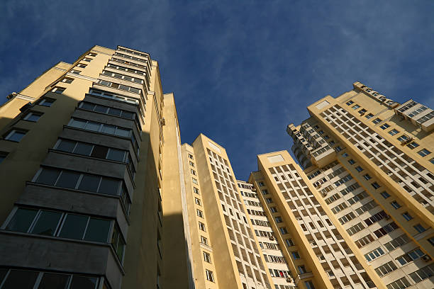 istock Mutistory dwelling building on a background blue sky 93073803