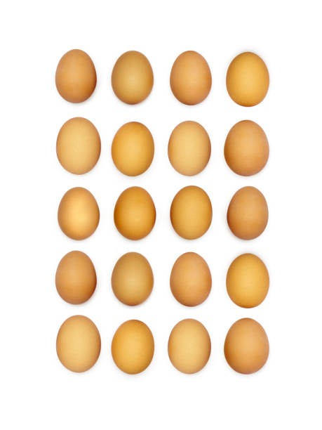 istock Happy Easter in rows of twenty brown eggs. 930755744