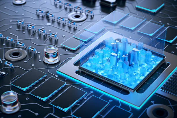 istock 3d illustration of futuristic micro chip city. Computer science information technology background. Sci fi megalopolis. 930755840