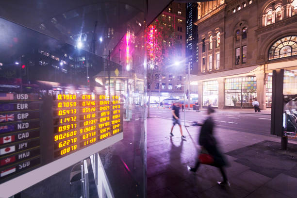 Sydney City, bank's electronic display stock photo