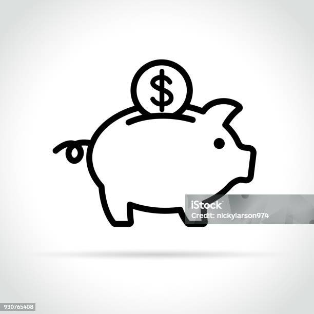 Piggy Bank Icon On White Background Stock Illustration - Download Image Now - Icon Symbol, Piggy Bank, Savings