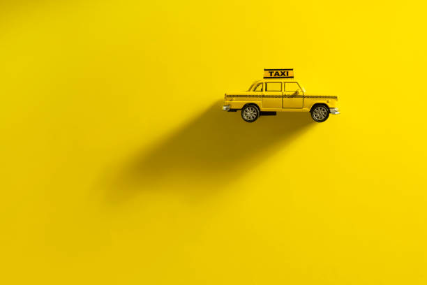 Taxi cab on a yellow background.