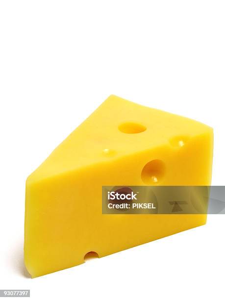 Wedge Of Swiss Cheese On White Background Stock Photo - Download Image Now - Cheese, Close-up, Color Image