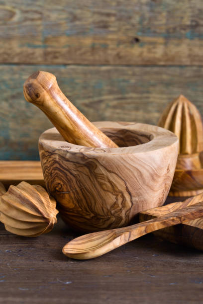 istock Set of wooden kitchen utensils . 930775686