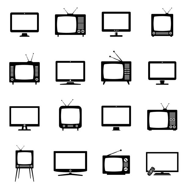 illustrazioni stock, clip art, cartoni animati e icone di tendenza di icone tv - televisore illustrazioni