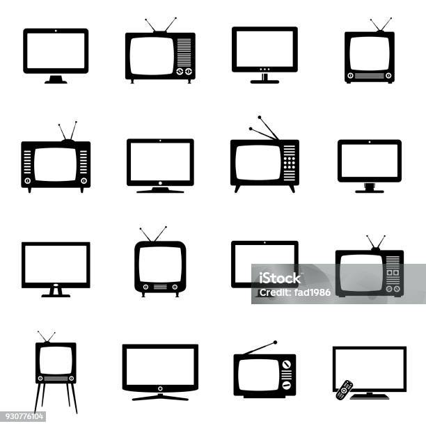 Tv Icons Stock Illustration - Download Image Now - Television Set, Television Industry, Icon Symbol