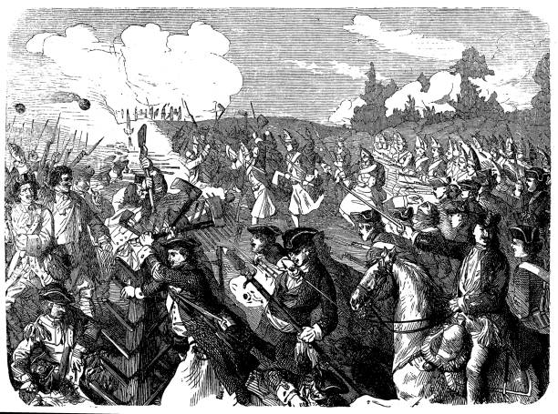 stockillustraties, clipart, cartoons en iconen met tijdens de spaanse successieoorlog 1701-1714, slag bij turijn, 7.9.1706, last van de pruisen - arnhem