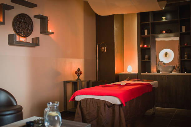 istock Modern, asian style therapy massage room 930780800