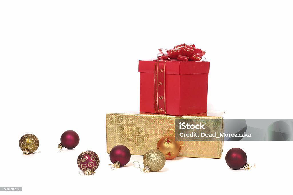 Two boxes and tree toys  Above Stock Photo
