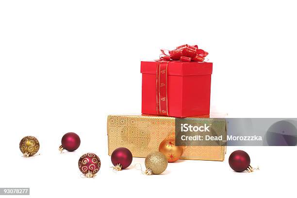 Two Boxes And Tree Toys Stock Photo - Download Image Now - Above, Box - Container, Celebration