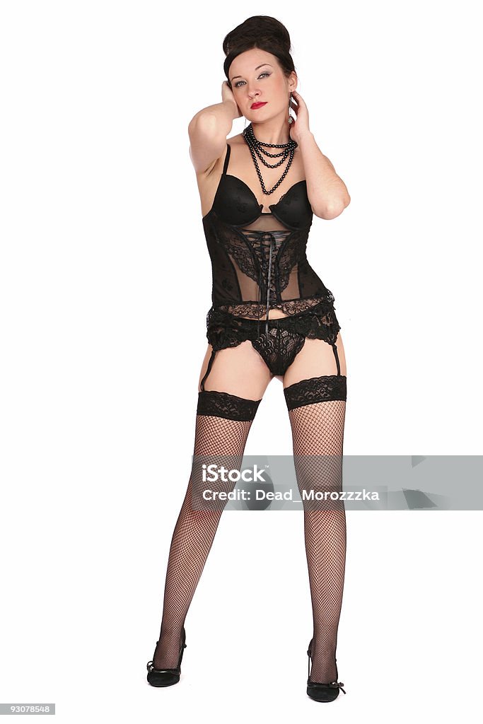 Mulher em lingerie preta - Royalty-free Prostituta Foto de stock