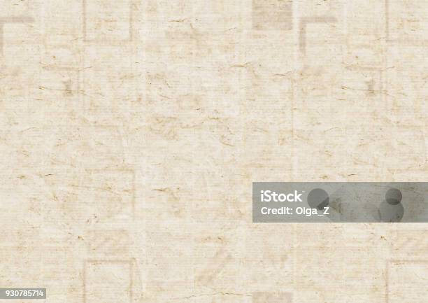 Vintage Grunge Newspaper Texture Background Stock Photo - Download Image Now - Newspaper, Textured, Old