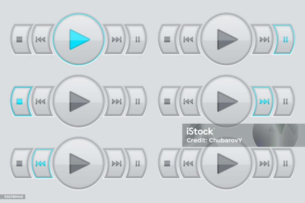 Programable Media Buttons Media Player Buttons On Gray Background Stock Illustration - Download ...