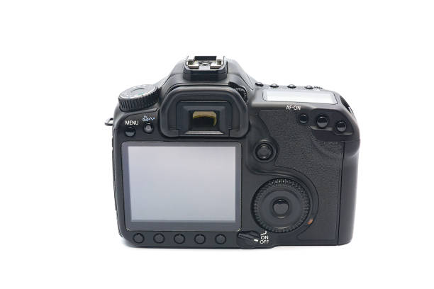 istock Large black color professional digital single-lens reflex camera DSRL body, Back Side / Back View, white background image 2 930789640