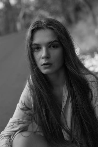 istock Young beautiful European female model deeply looking at camera 930810004