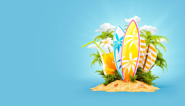 istock Surf boards on paradise island 930810876