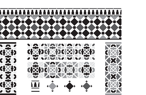 Black and white Andalusian Spanish, Moorish tiles