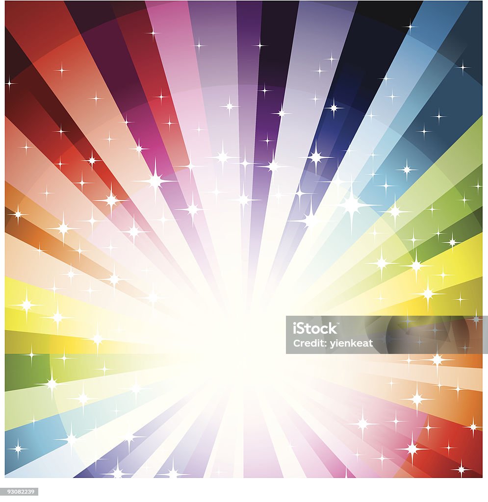 A rainbow background with a sunburst Abstract vector spectrum background. Exploding stock vector