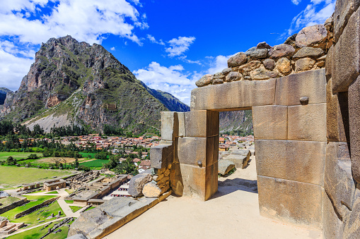 Ollantaytambo, Peru. Inca Fortress ruins on the temple hill.