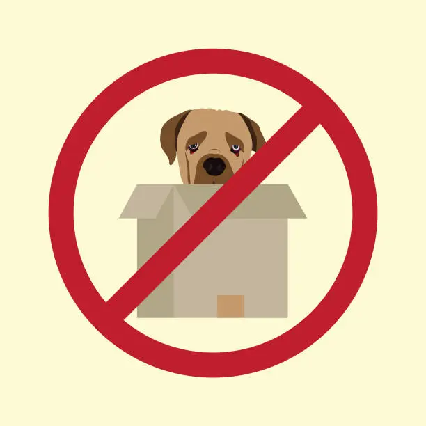 Vector illustration of Stop dog in box