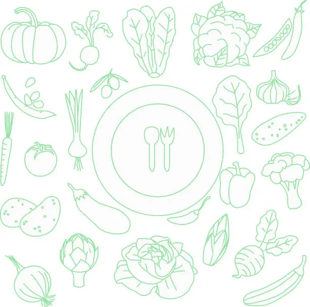 Photo of Vegetables set on white isolated beckground , vegetables set pattern