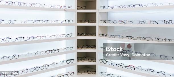 Eye Glasses In Ophthalmology Clinic Stock Photo - Download Image Now - Store, Eyeglasses, Optometrist