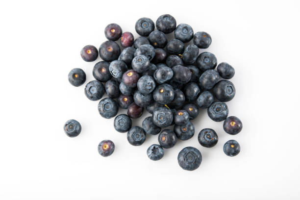 istock Fruit: Top View of Fresh Blueberries Isolated on White Background 930864626