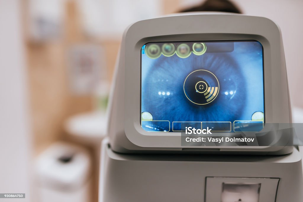 Modern ophthalmology clinic Modern ophthalmology clinic. Tools for checking the eye vision and eye health. Ophthalmologist Stock Photo