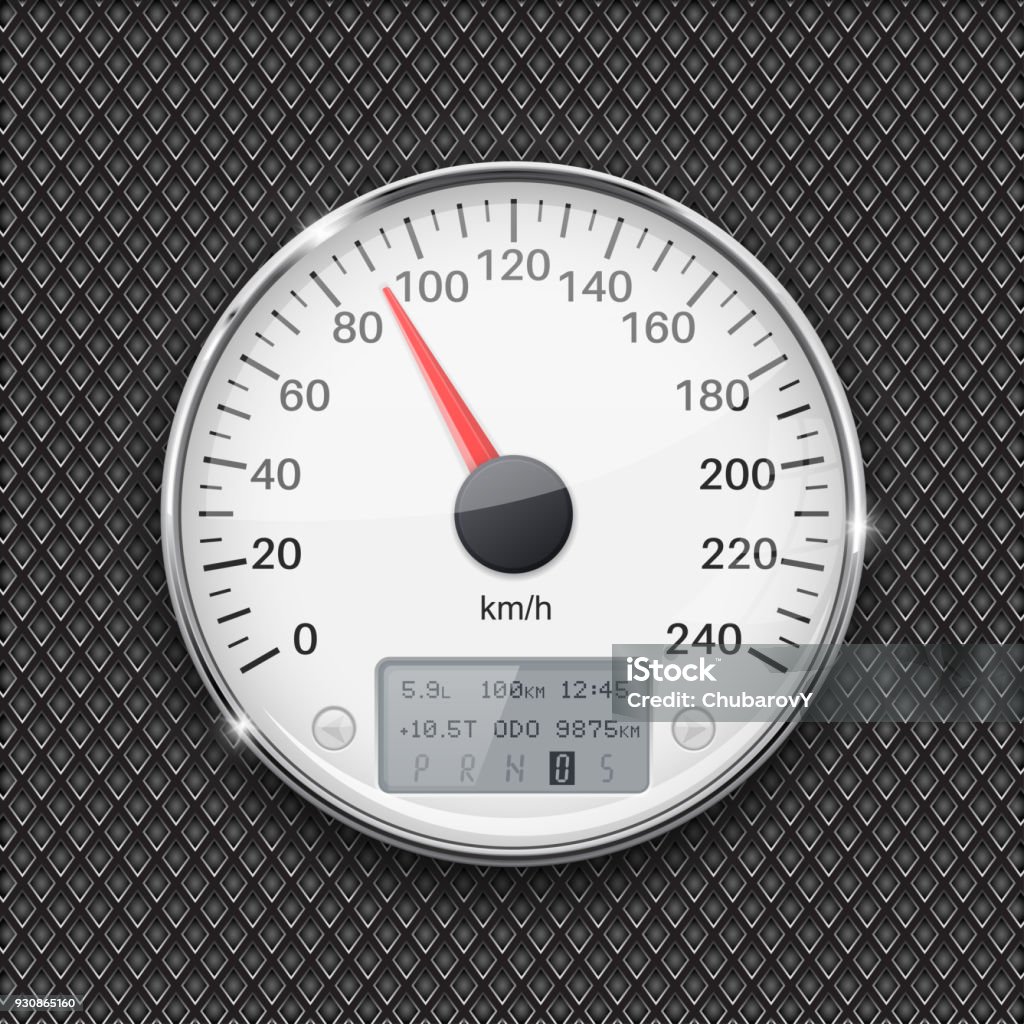 Speedometer Frame Speedometer Round White Gauge With Chrome Frame Stock Illustration ...