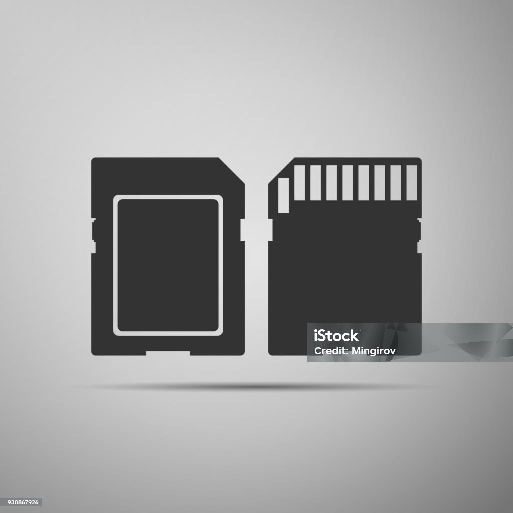 SD card icon isolated on grey background. Memory card. Adapter icon. Flat design. Vector Illustration Backup stock vector