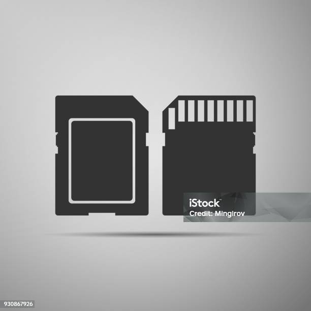 Sd Card Icon Isolated On Grey Background Memory Card Adapter Icon Flat Design Vector Illustration Stock Illustration - Download Image Now