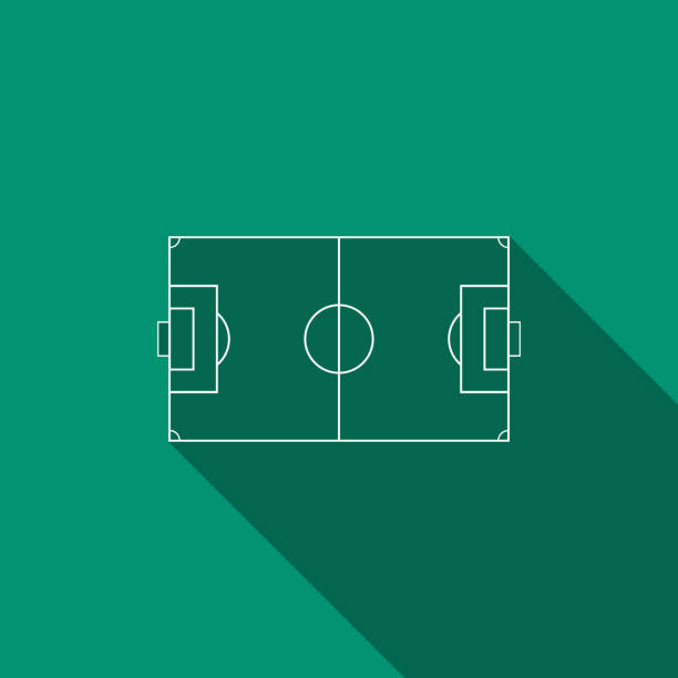 サッカー フィールド、サッカー フィールドのアイコン長い影と分離されました。フラットなデザイン。ベクトル図 - sport match sideline competition点のイラスト素材／クリップアート素材／マンガ素材／アイコン素材