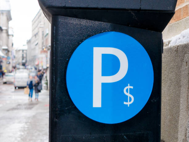 istock Parking machine in Montreal, with a blurred background, Quebec, Canada 930871930