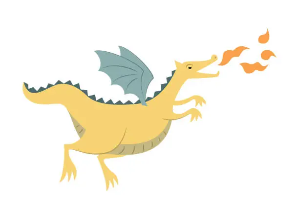 Vector illustration of Cartoon dragon on white background.