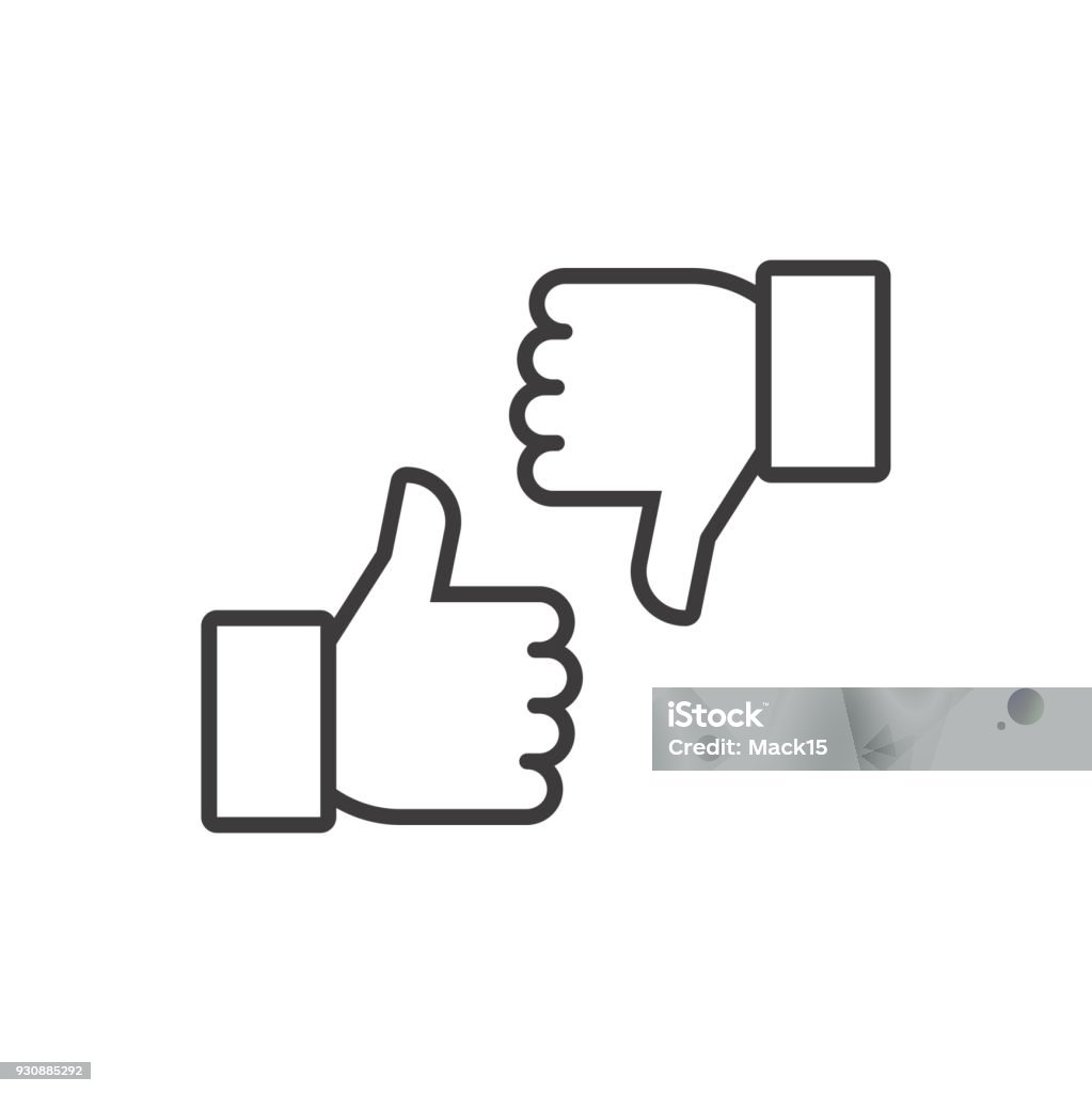 Thumbs up and thumbs down. Vector line icons Thumbs Up stock vector