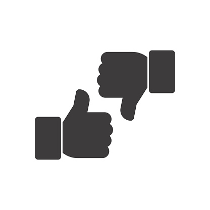 Thumbs up and thumbs down. Vector icon