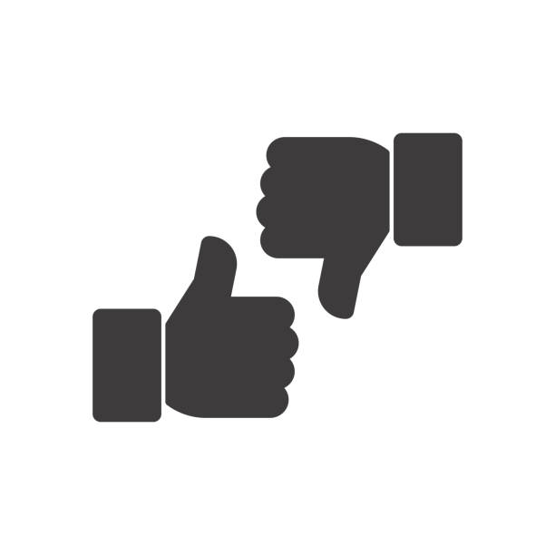 Thumbs up and thumbs down. Vector icon Thumbs up and thumbs down. Vector icon downwards stock illustrations