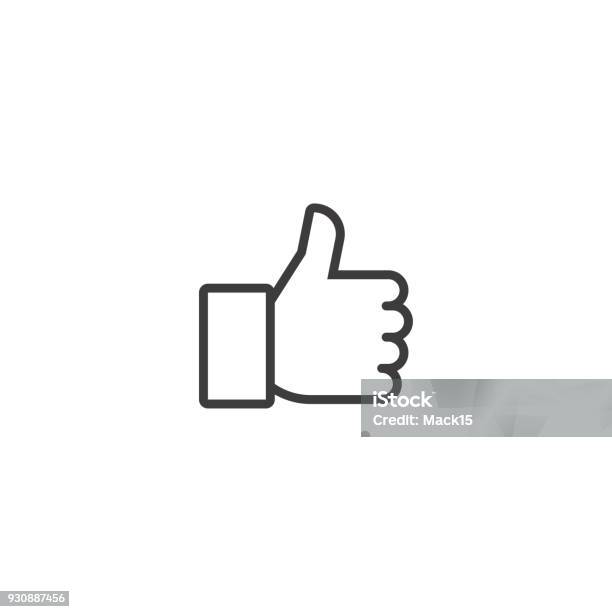 Thumbs Up Vector Line Icon Stock Illustration - Download Image Now - Thumbs Up, Icon Symbol, Like Button