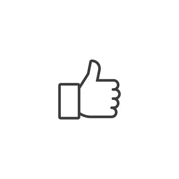 Vector illustration of Thumbs up. Vector line icon