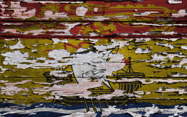 istock Flag of New Brunswick painted on a grunge plank 930910904