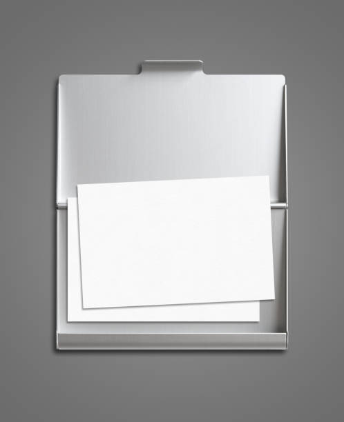 istock Business card and cardholder mockup isolated on dark grey 930919082