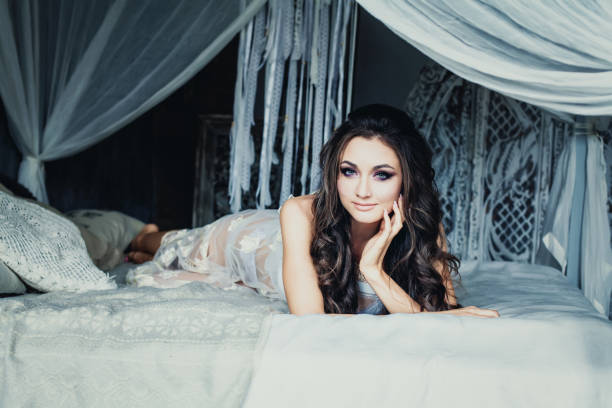 istock Perfect Woman Dreaming in White Vintage Interior Background 930926014