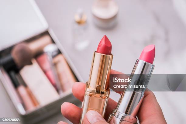 Set Of Decorative Cosmetic Stock Photo - Download Image Now - Lipstick, Make-Up, Beauty Product