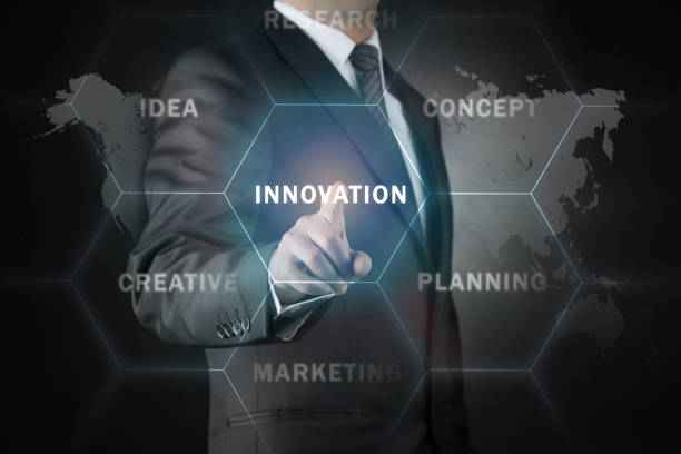 istock Businessman hand touch innovation on screen, business concept 930929408