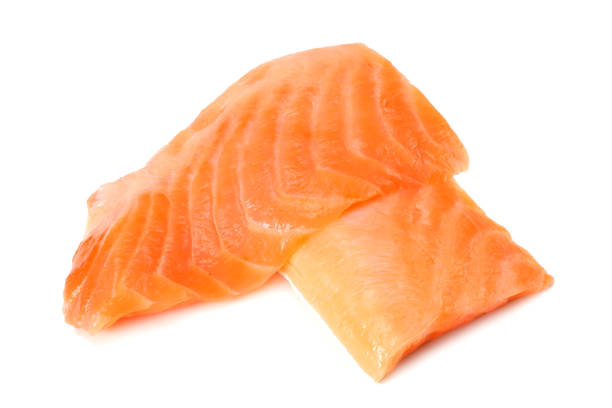 istock Red fish. Raw salmon fillet isolate on white background 930930724