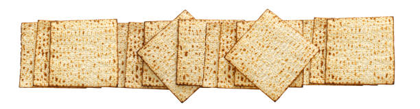 sfondo pasqua con matzoh isolato su bianco. - passover seder judaism afikoman foto e immagini stock