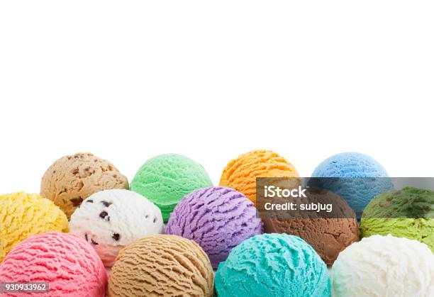 Colorful Ice Cream Border Stock Photo - Download Image Now - Ice Cream, Serving Scoop, Scoop Shape